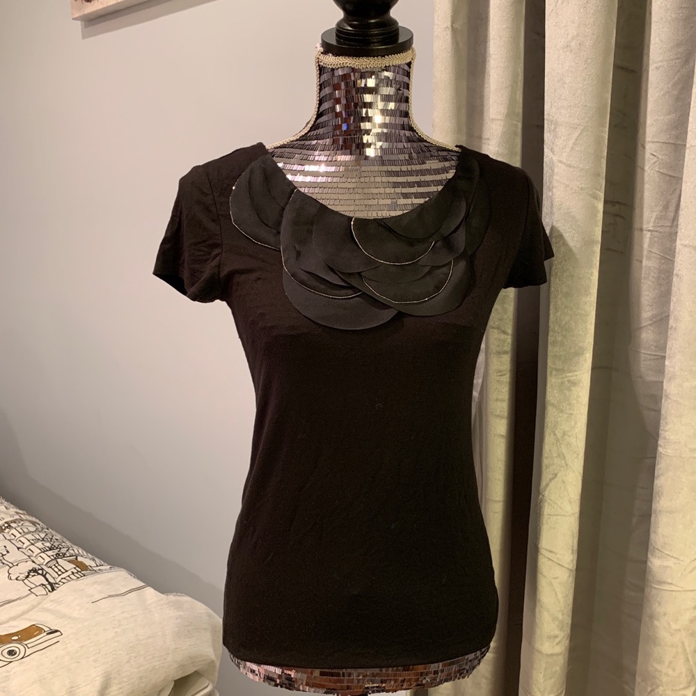 Ann Taylor Elegant Neckline Short Sleeve Shirt